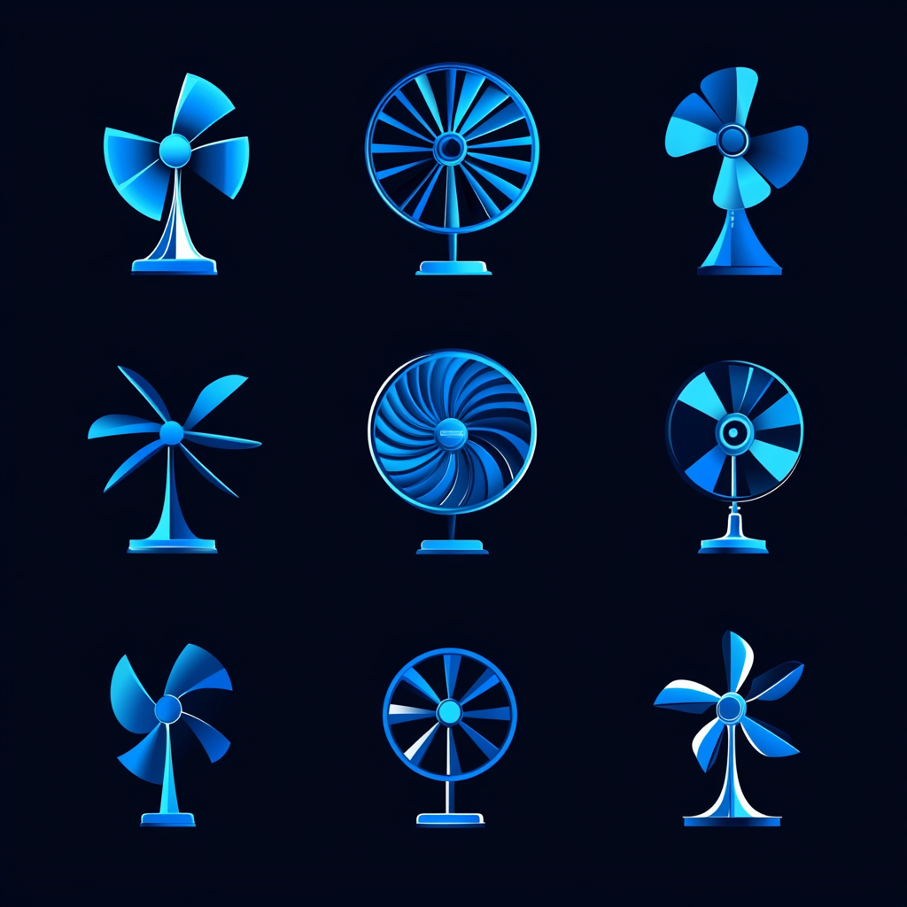 Blue Electric Fan Logo Designs, Modern and Professional