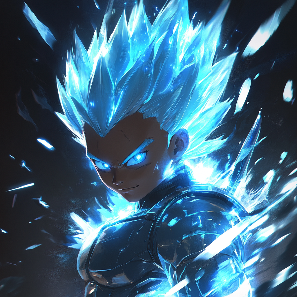 Blue-Haired Super Saiyan in Intense Dragonball Battle