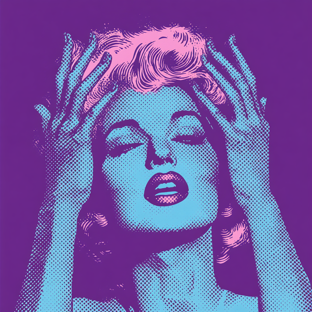 Blue and pink Marilyn Monroe hit by hands