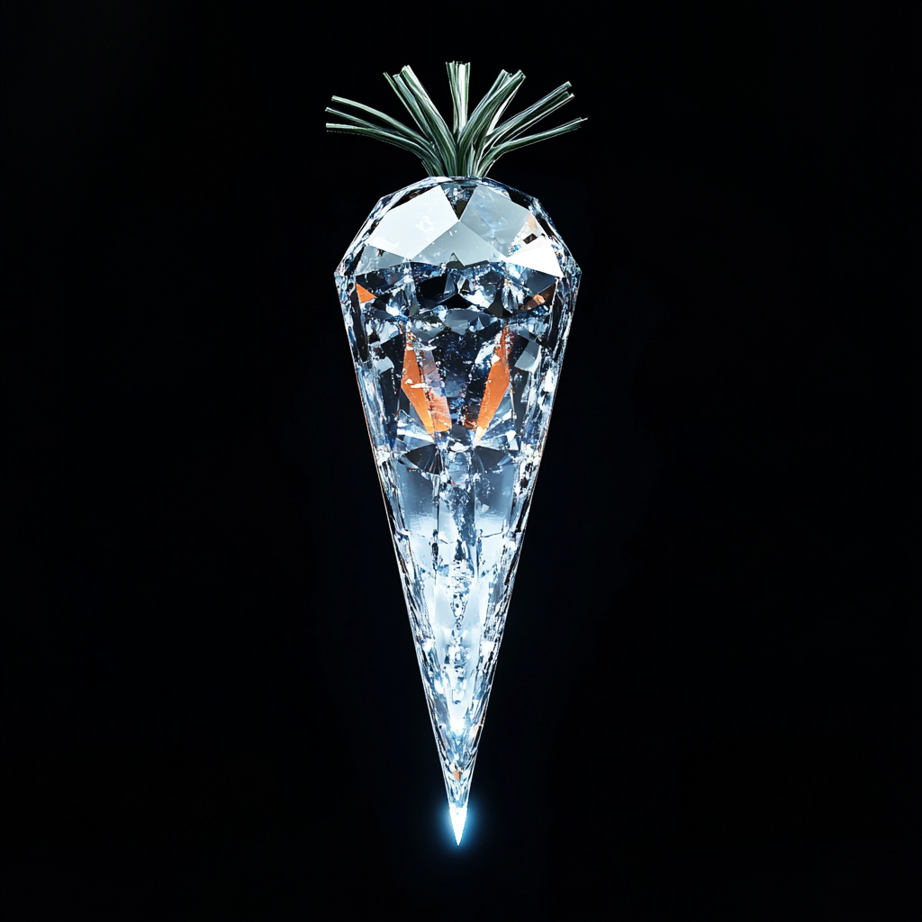 Blue and white gradient diamond shaped like a carrot