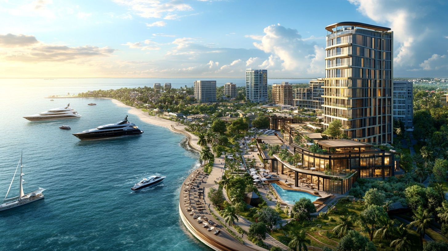 Boardwalk development in Dar es Salaam with luxury hotel.