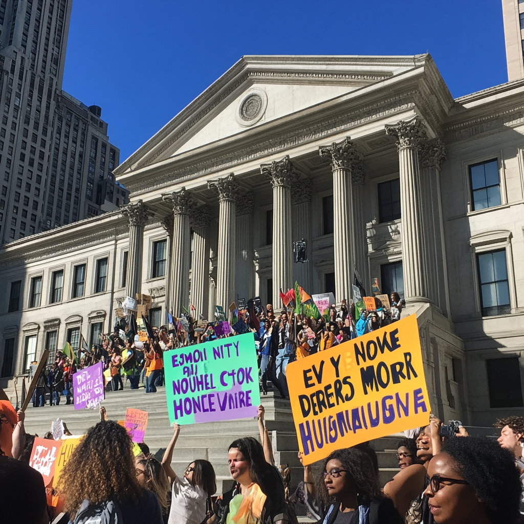 Bold, eye-catching rally sign for NYC Hall