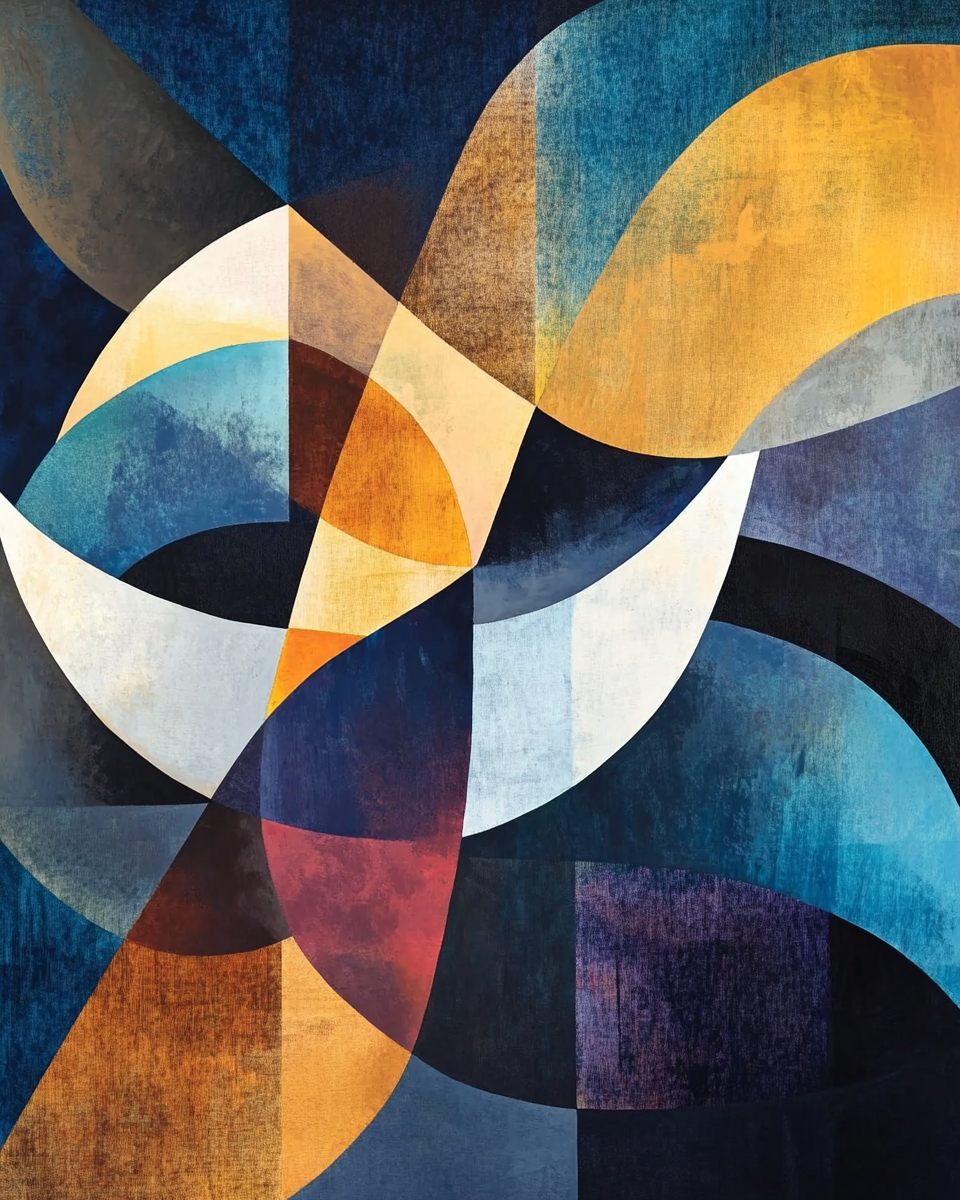 Bold Abstract Art with Geometric and Organic Shapes