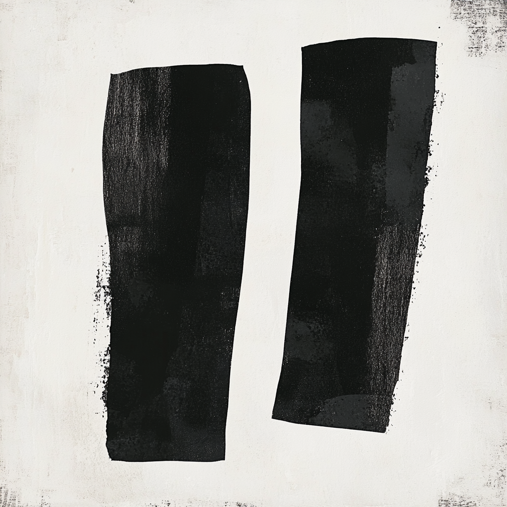 Bold minimalist art print with black forms contrast.