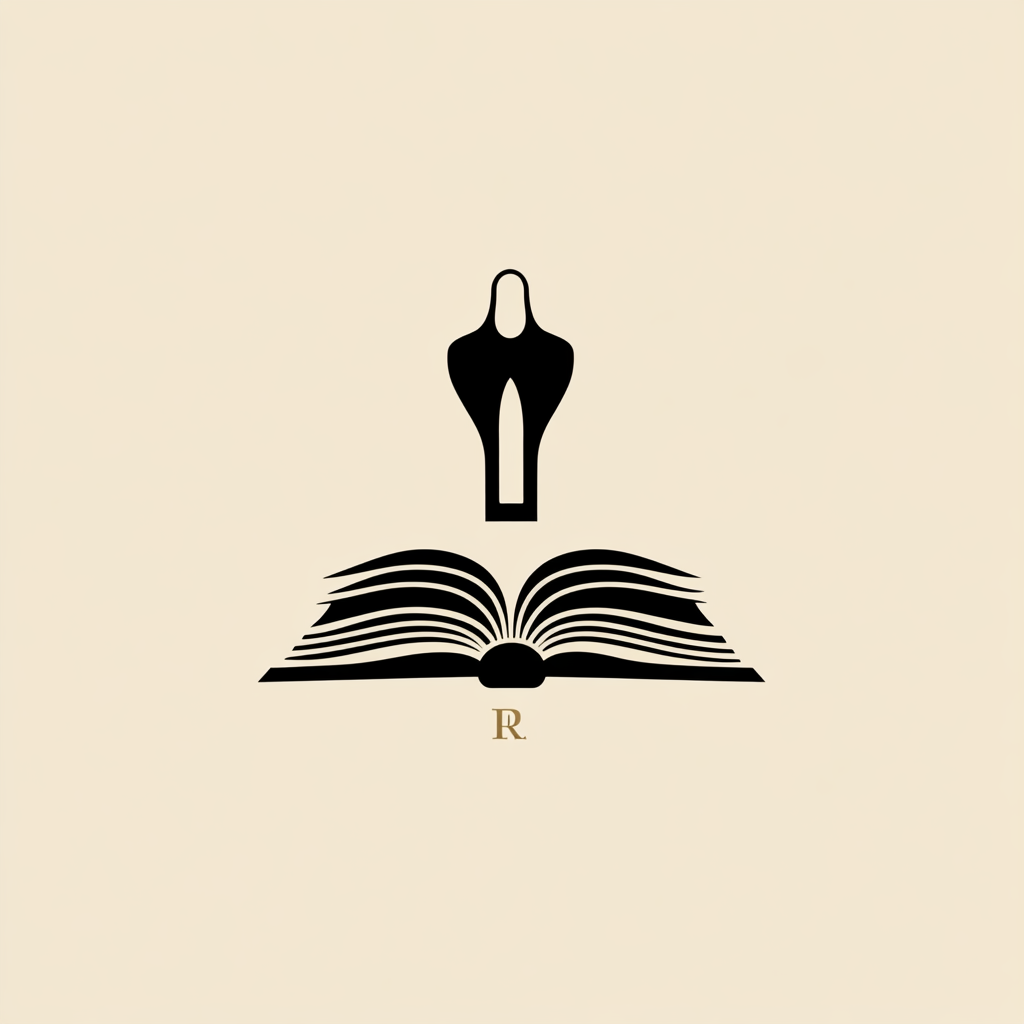 Book and fashion combine in elegant logo design.