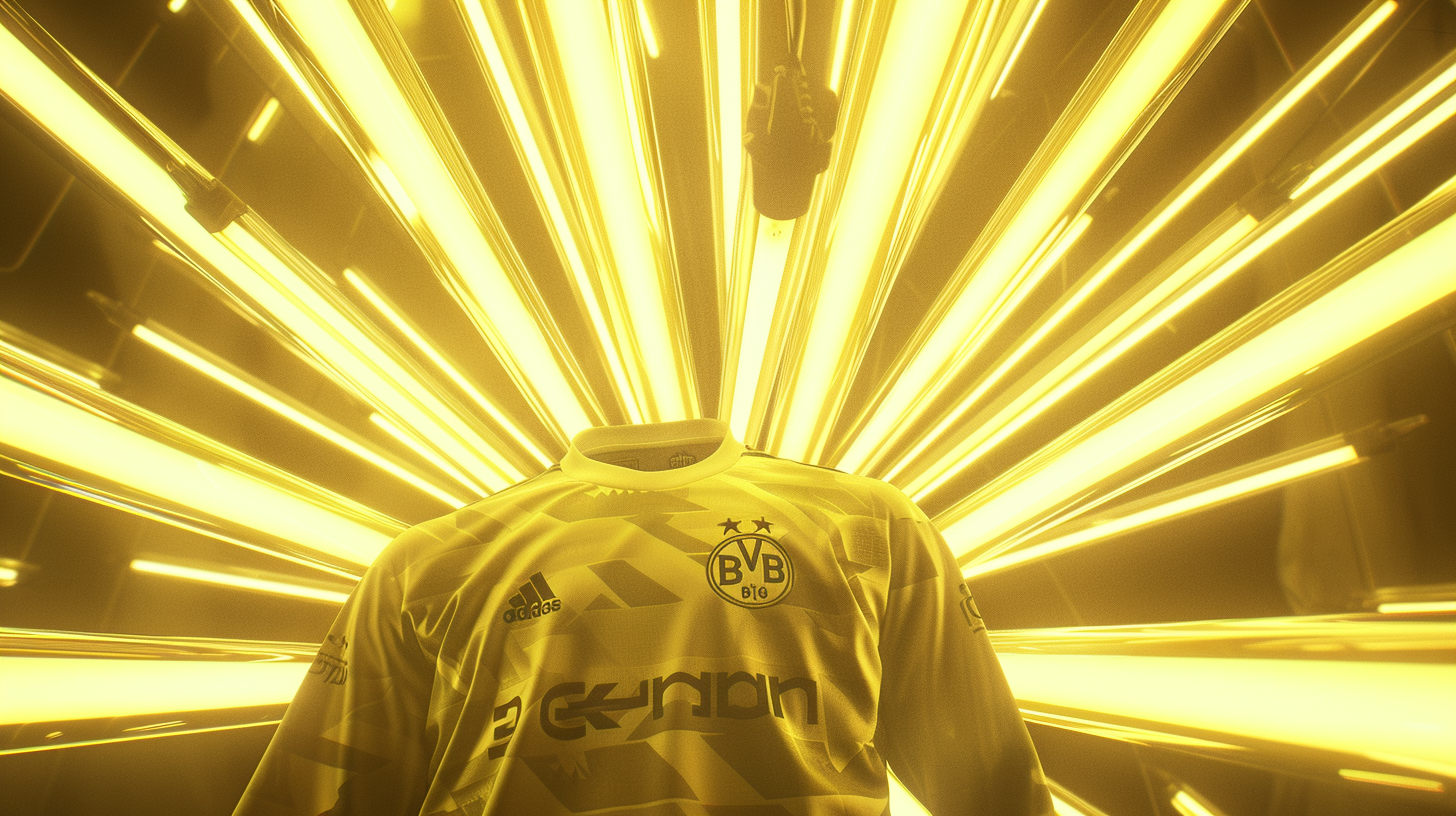 Borussia Dortmund soccer jersey with yellow fluorescent tubes