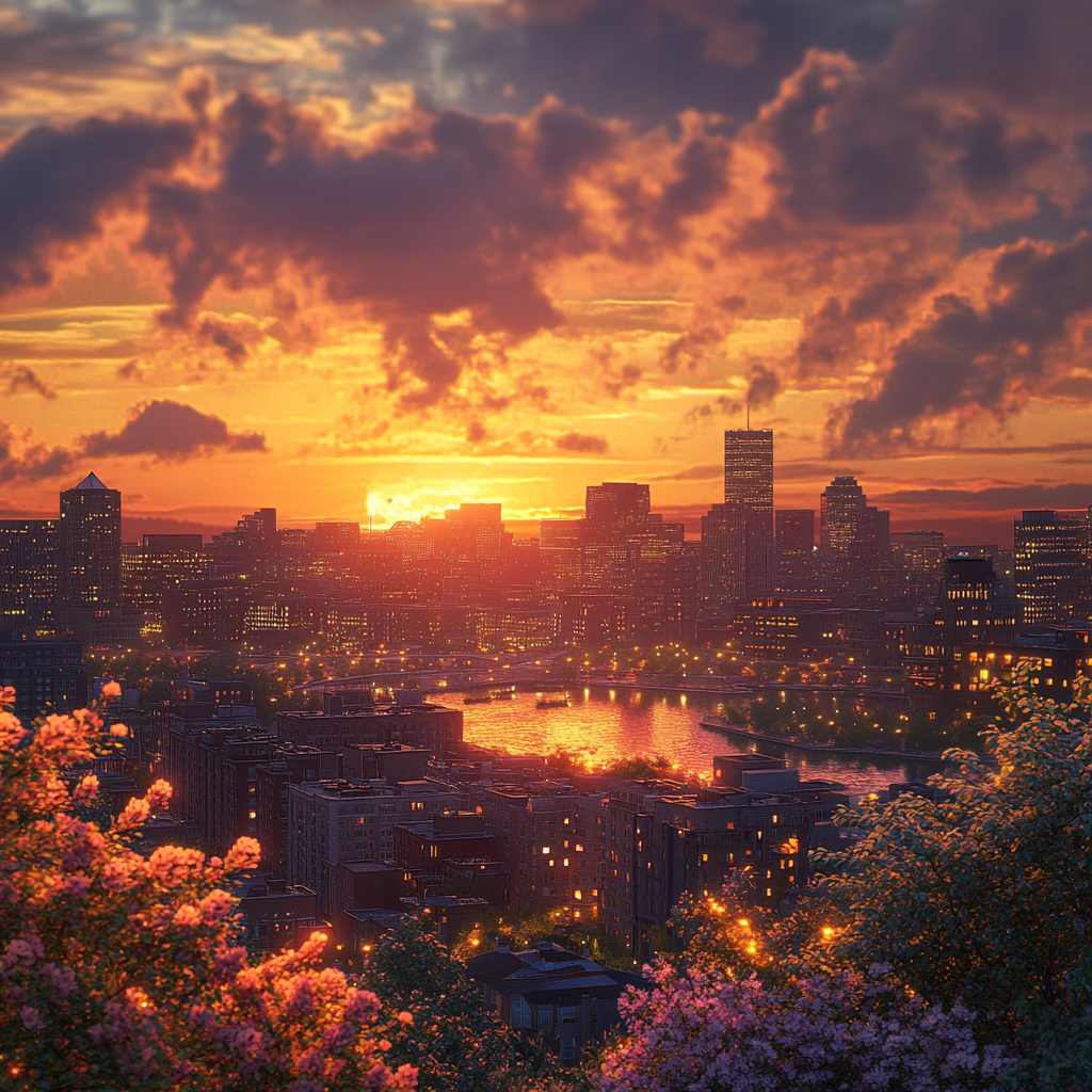 Boston 2024: realistic 3D render of city view.