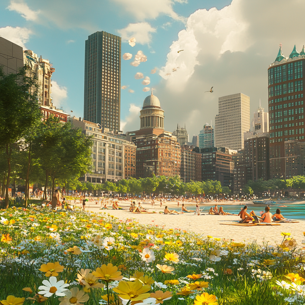 Boston looks fascinating in realistic 2024 photographic render.