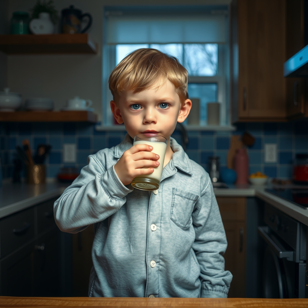 Boy Drinking Weight Gain Milk at Night