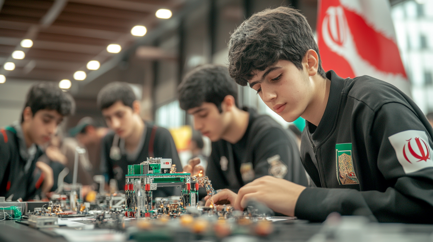 Boys in Turkey build robot with Iranian flag.