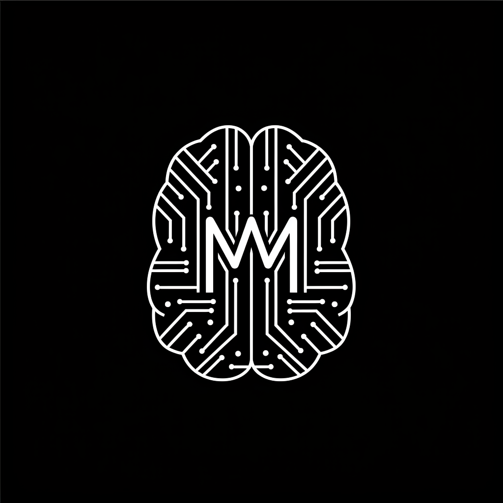 Brain circuit logo with M letter for tech company