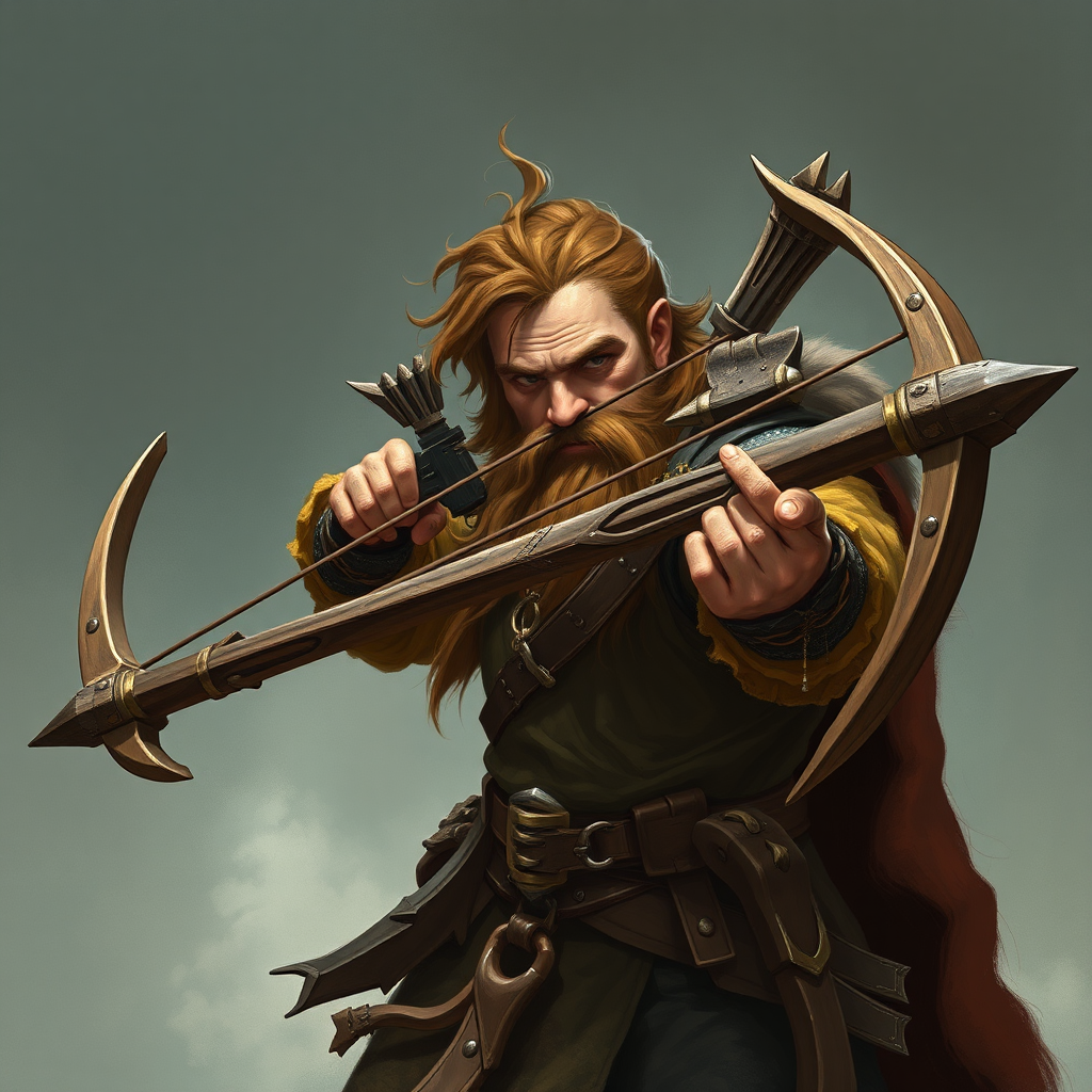 Brave Dwarf with Big Crossbow and Bushy Beard