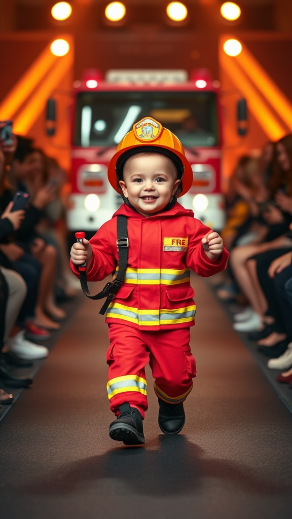 Brave Firefighter Baby Steals Fashion Show Spotlight