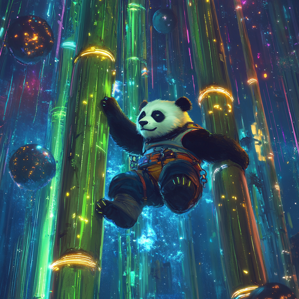 Kung Fu Panda Climbs Cosmic Space Wall