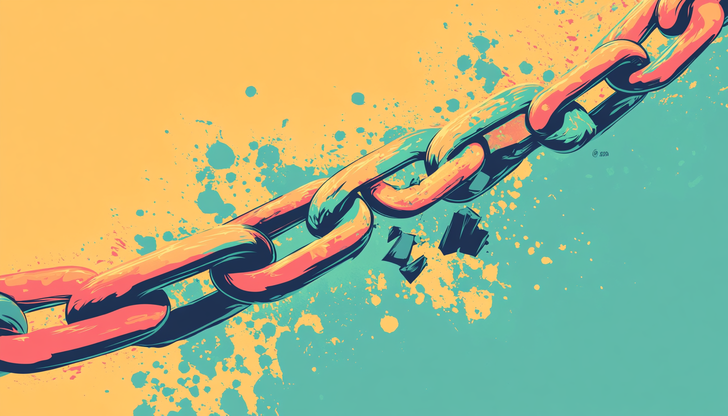 Vector Illustration of Breaking Chain Links in Bright Colors