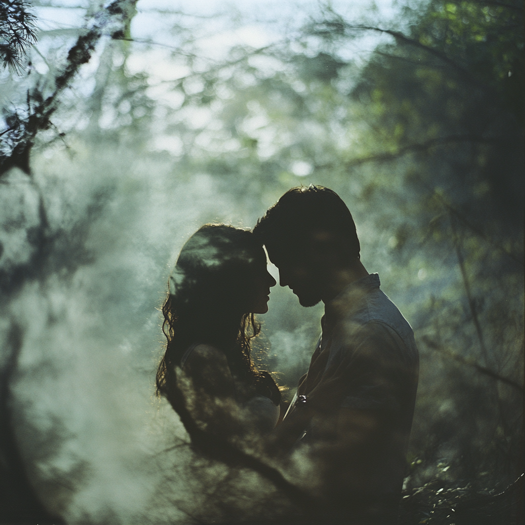 Breathing in morning air together, relaxing outdoors