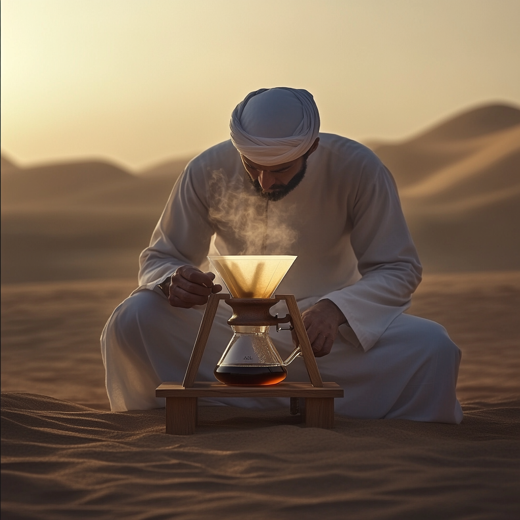 Brewing Coffee in Desert: Traditional Arab Bedouin Style