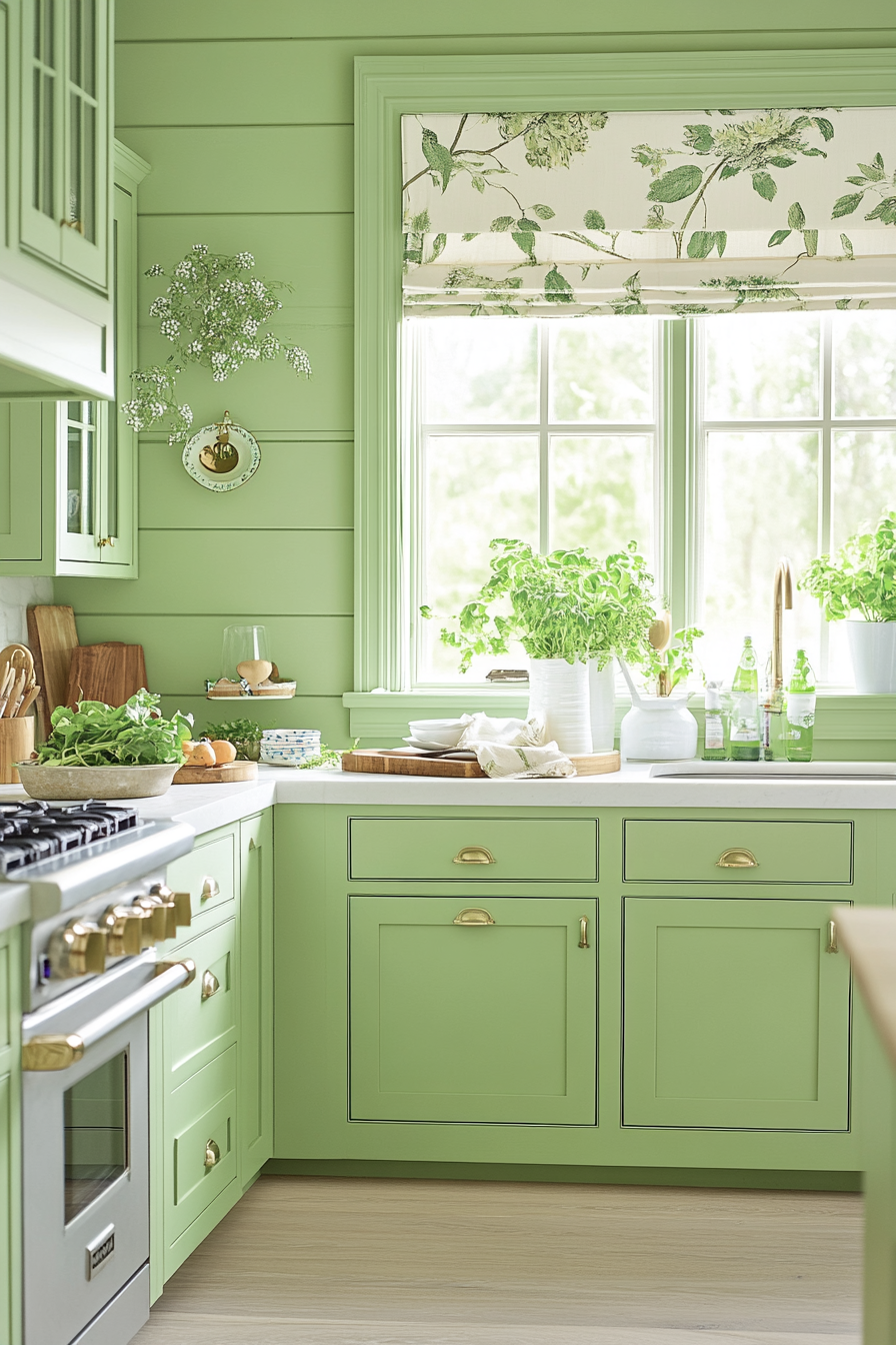 Bright and Cheery Pea Green Pop Kitchen