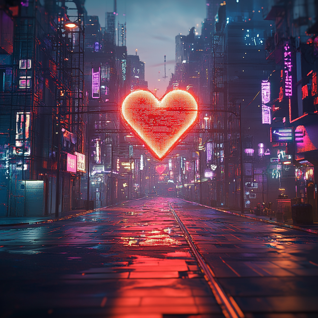 Broken Heart City at Night: A Neon Dream