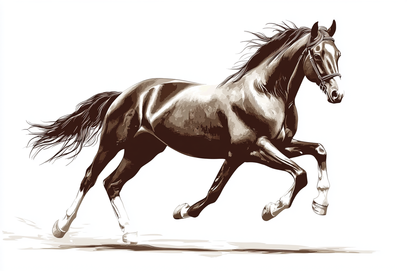 Brown Horse Galloping Vector Illustration on White Background