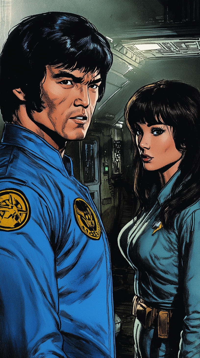 Bruce Lee and Ellen Ripley in a starship.