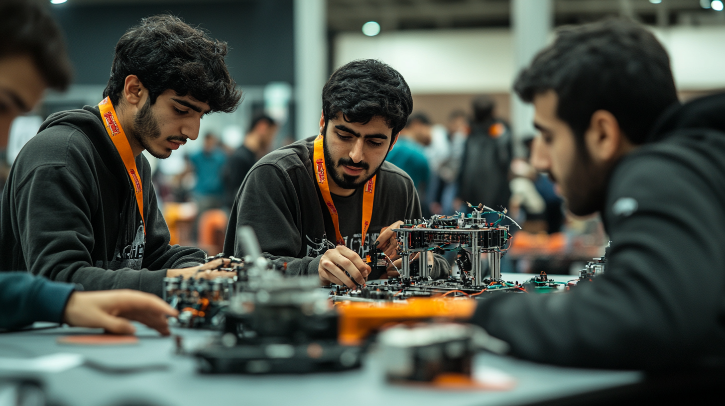 Building a robot in a robotics competition.