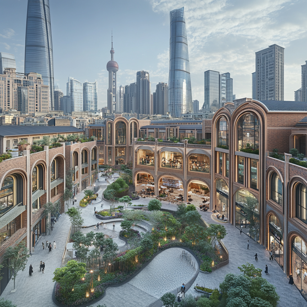 Building park in Shanghai, China transformed into hotel complex.