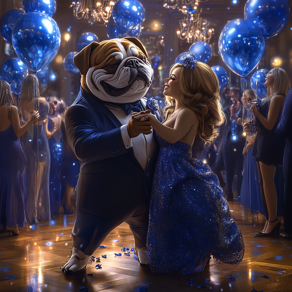 Bulldog Mascot Slow Dances at Prom 