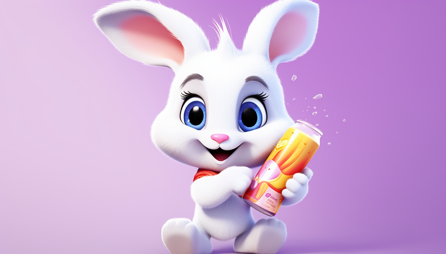 Bunny mascot as a business logo eating candy Pixar style