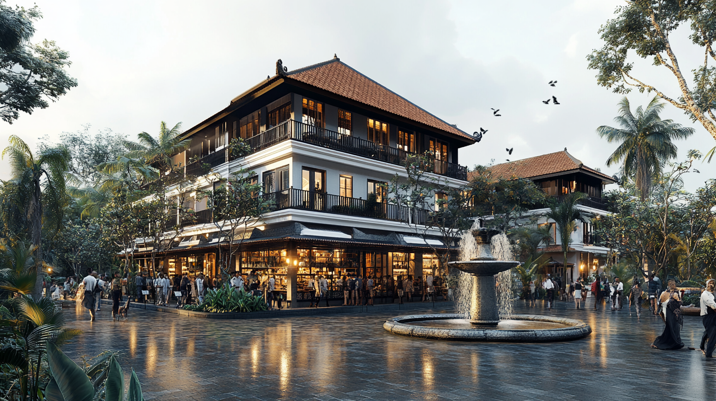 Busy 3-Story Mall with Modern Bali Design