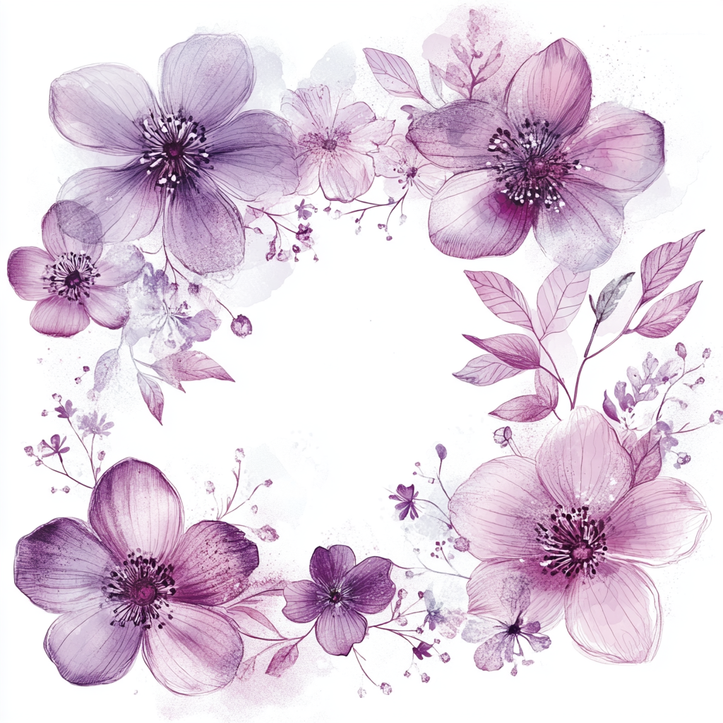 Calm, beautiful flowers in purple and muted pink gradient