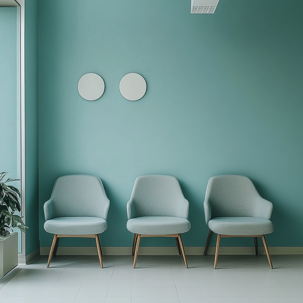 Calm Waiting Room with Blue and Green Accents