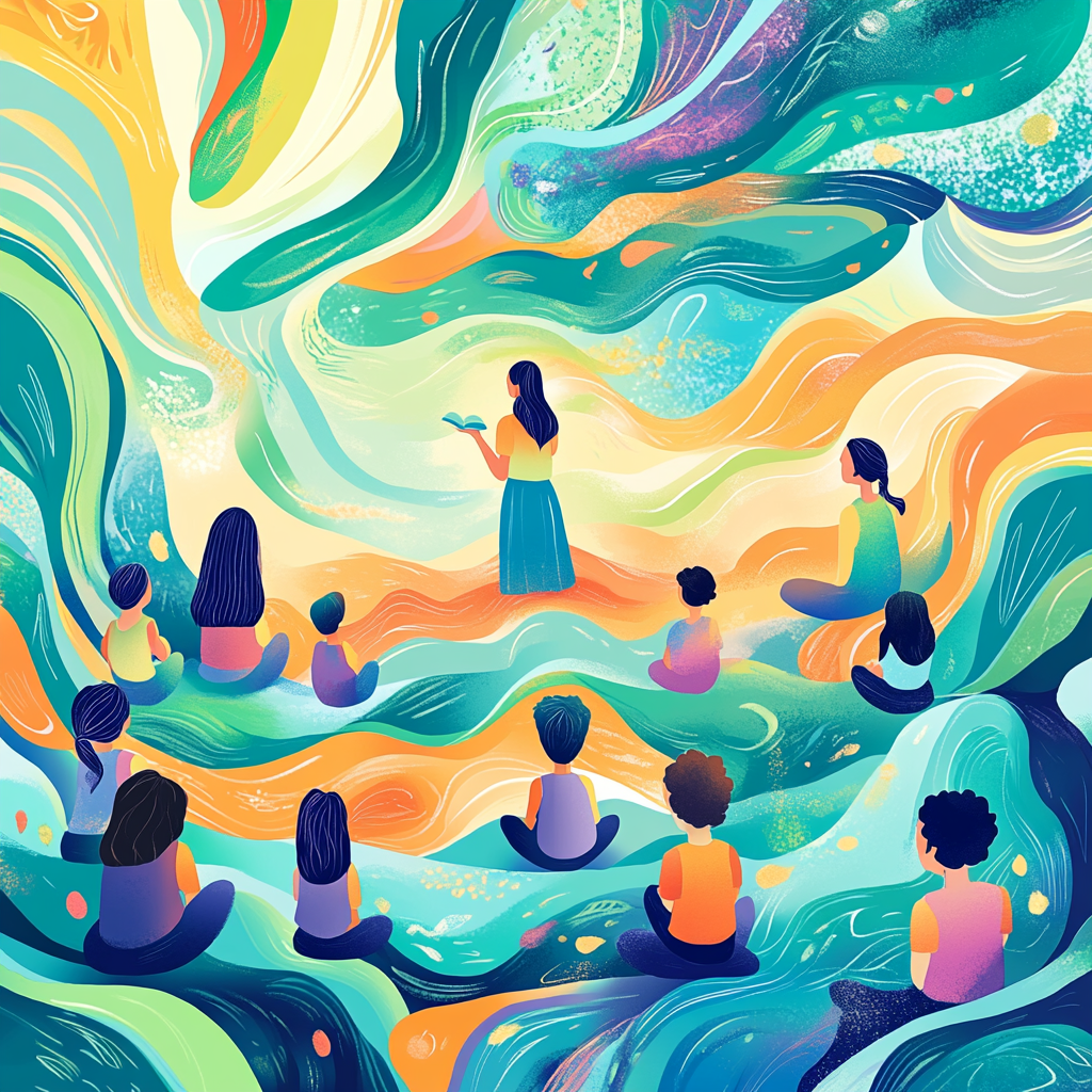 Calm and Harmonious Classroom Mindfulness Session Illustration