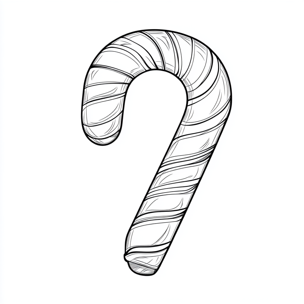 Candy Cane Coloring Page for Kids