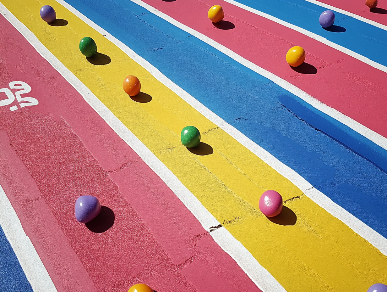 Candy Sports Competition on Striped Tracks