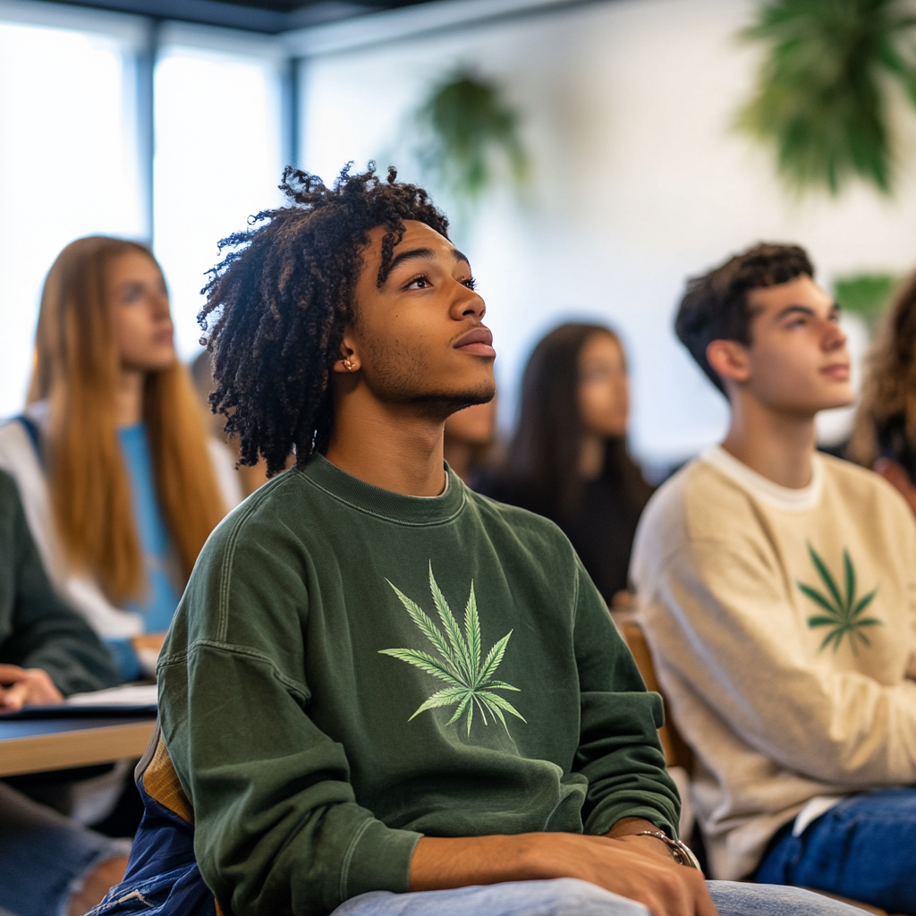 Cannabis Training Classroom with Diverse Students in Square Photo