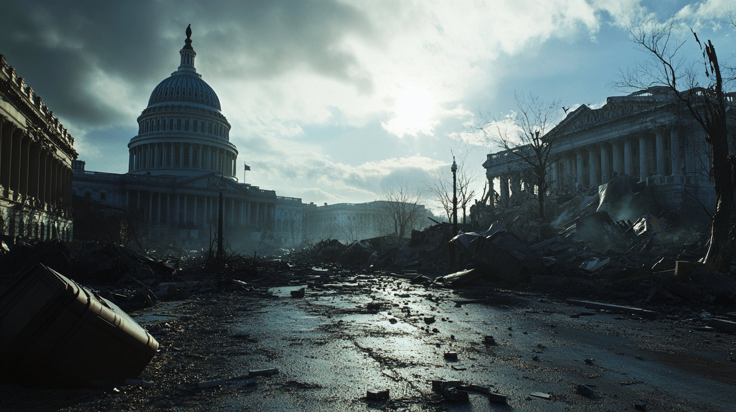 Capitol in Washington destroyed in 2024, detailed damage.