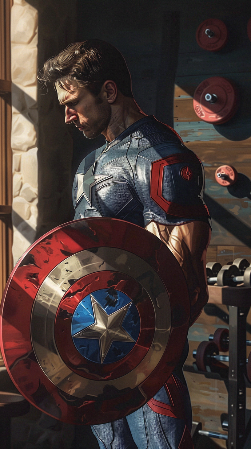 Captain America Gym Workout Strength Training Superhero