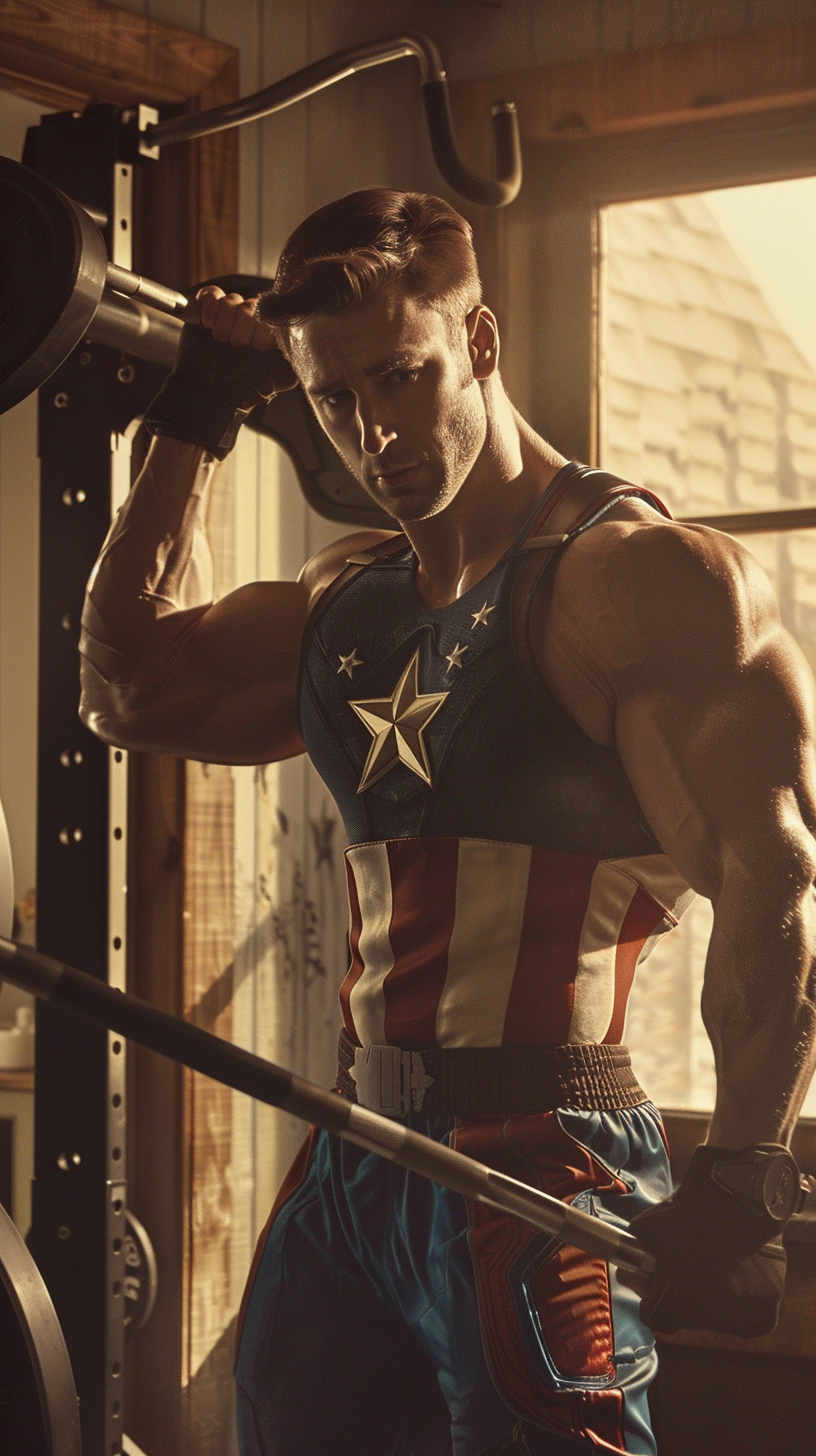 Captain America Home Workout: Determined Bench Press Fitness