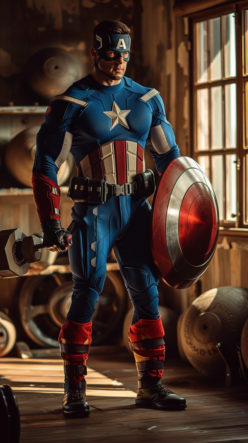 Captain America Training in Patriot Gym Room