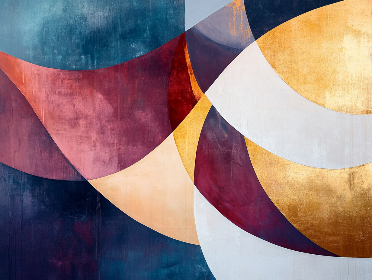 Captivating Modern Abstract Artwork Geometric Shapes Metallic Accents