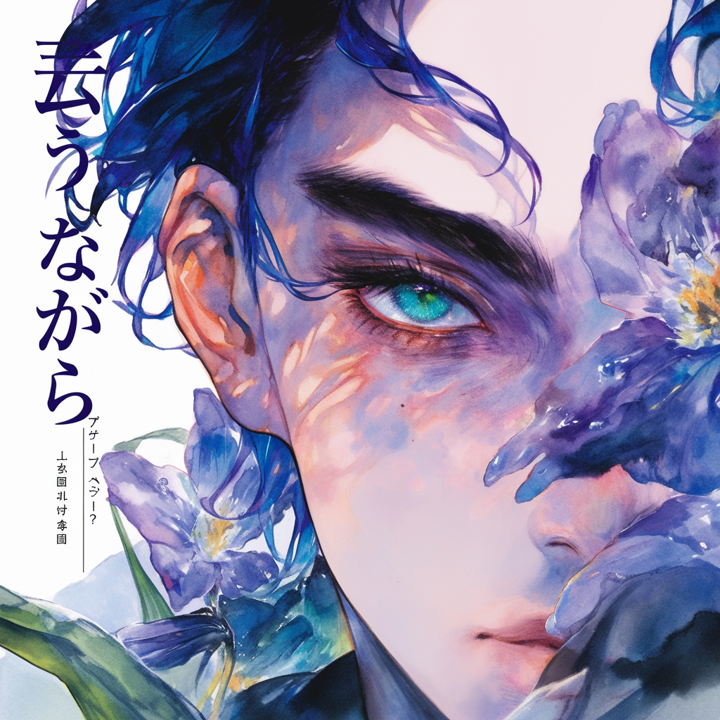 Captivating pencil and watercolor manga cover art with niji.