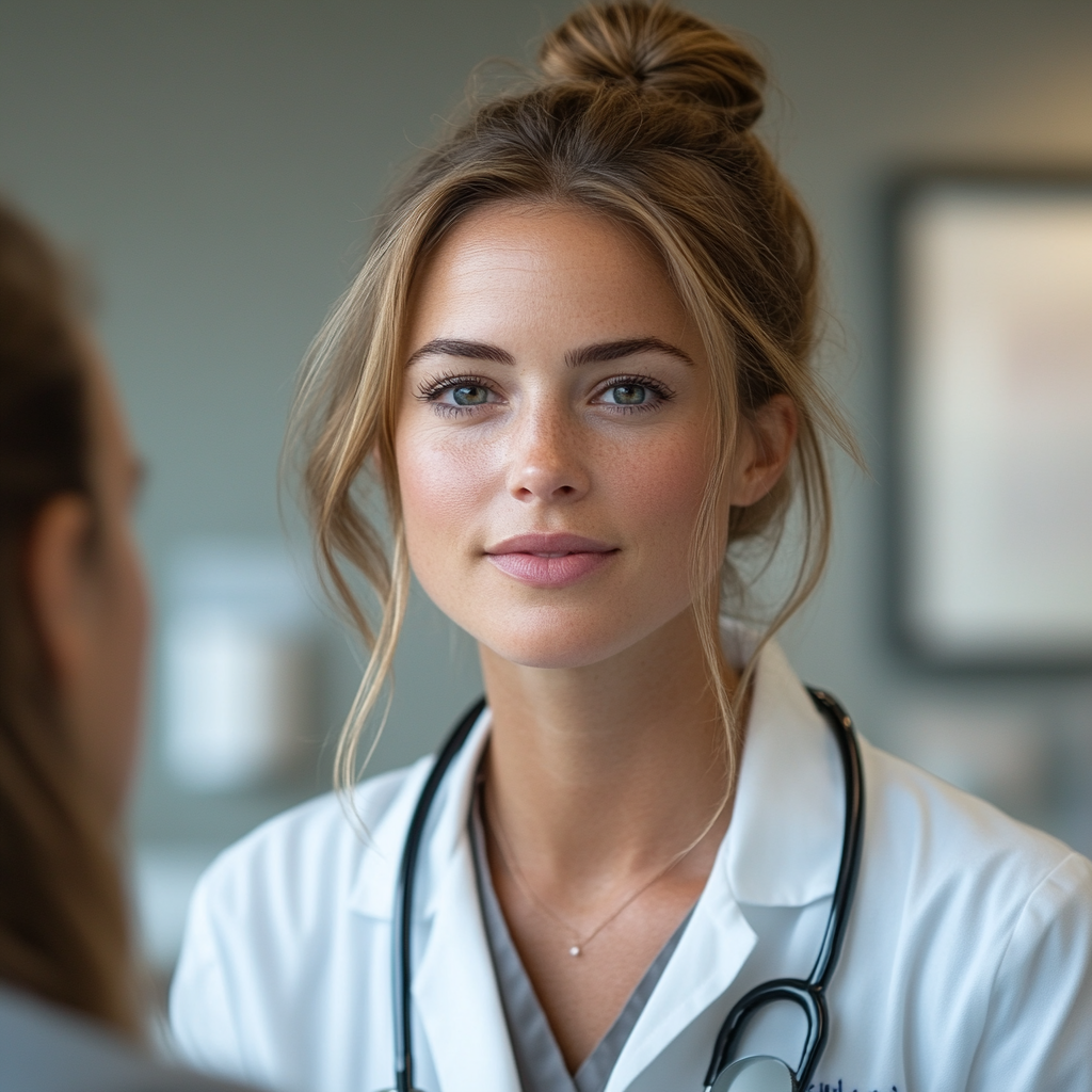 Caring Doctor Examines Patient in Bright Office