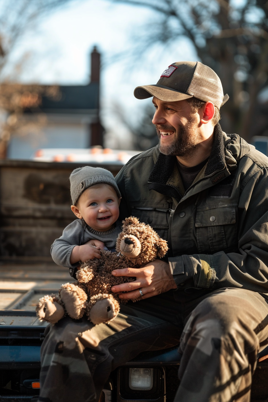 Carl Moving Worker Sharing Moment with Child