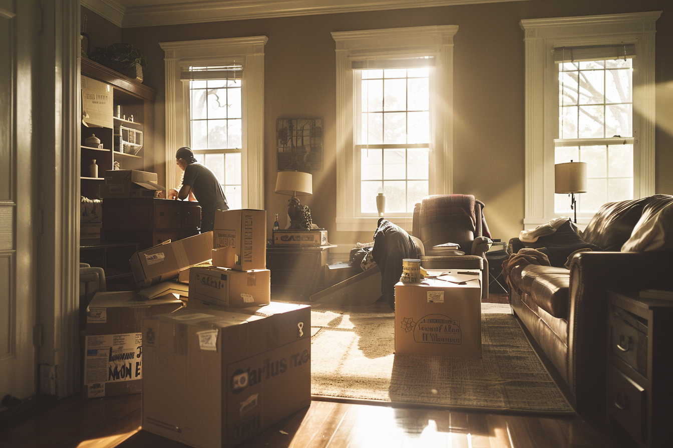 Carl Moving staff arranging furniture in cozy room