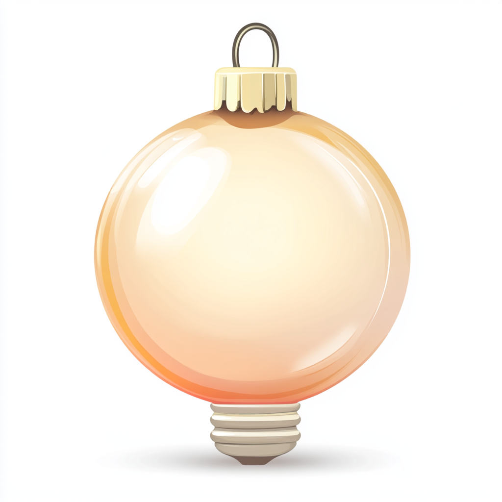 Cartoon Christmas Bulb with Glowing Edges on White Background