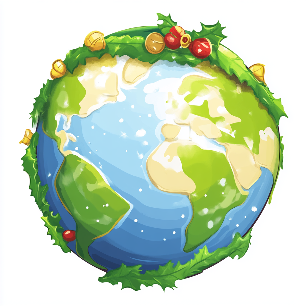 Cartoon Christmas Globe 3D Style White Background