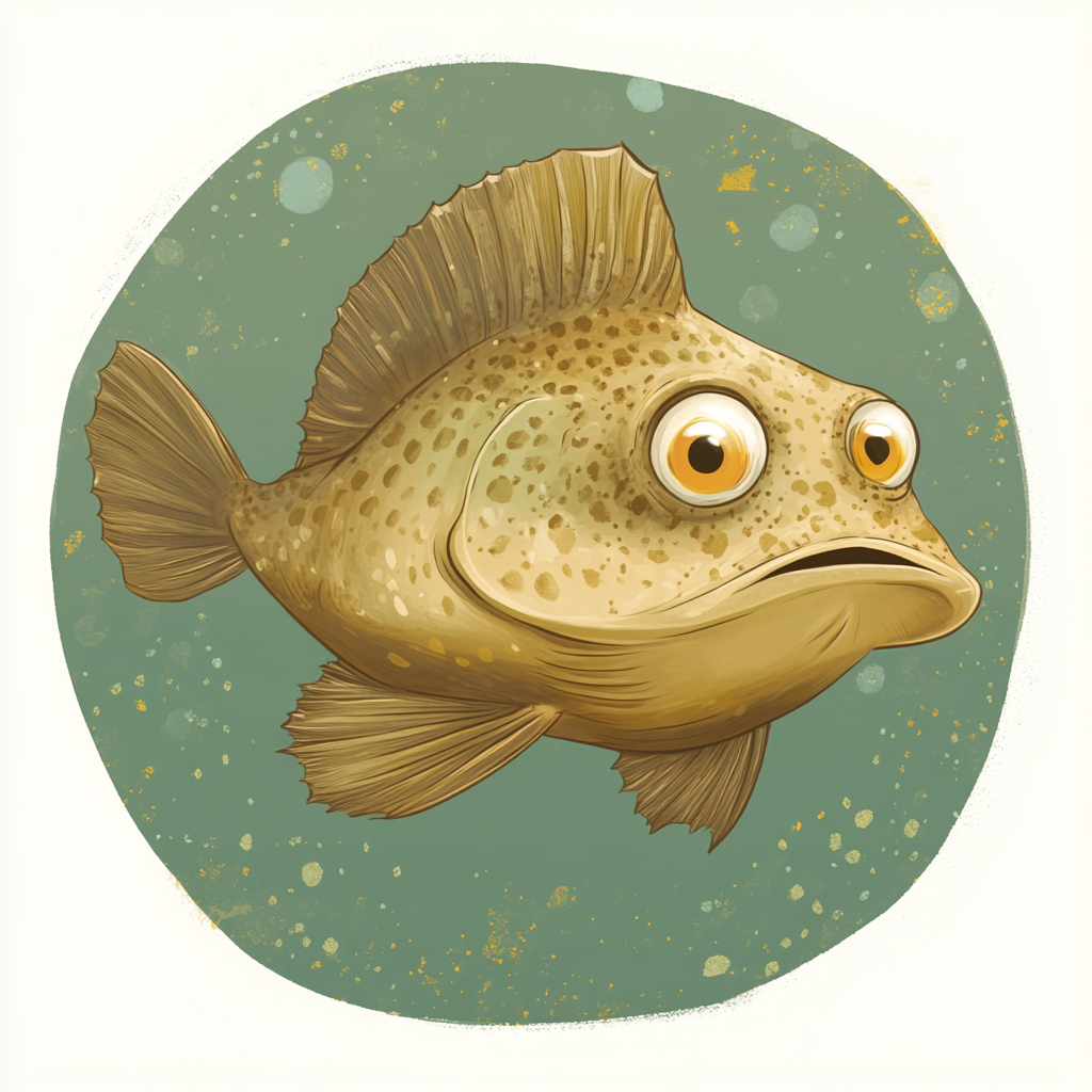 Cartoon Flounder, Flatfish Species, Bottom of Oceans