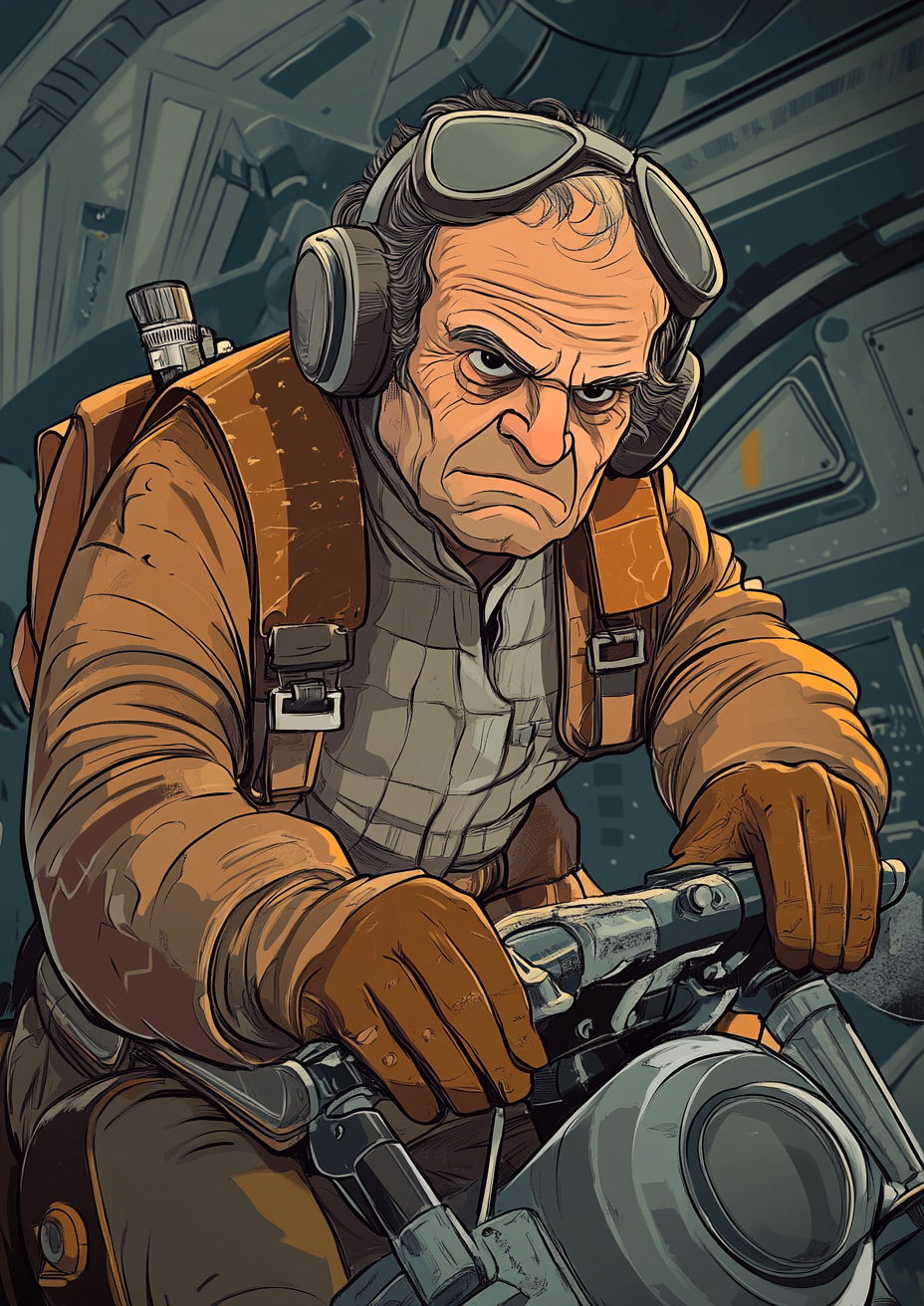 Cartoon Style RPG Character Portrait: Joe Pesci as Male Sullustan Smuggler