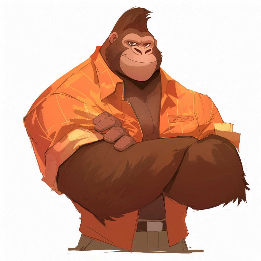 Cartoon friendly gorilla in Disney style artwork